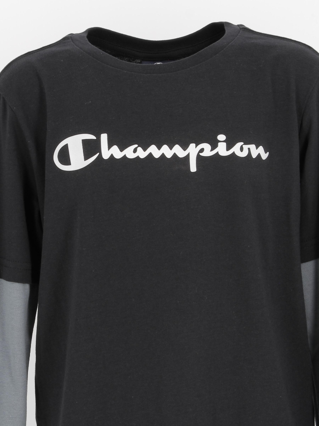 T-shirt manches longues overlay noir garçon - Champion