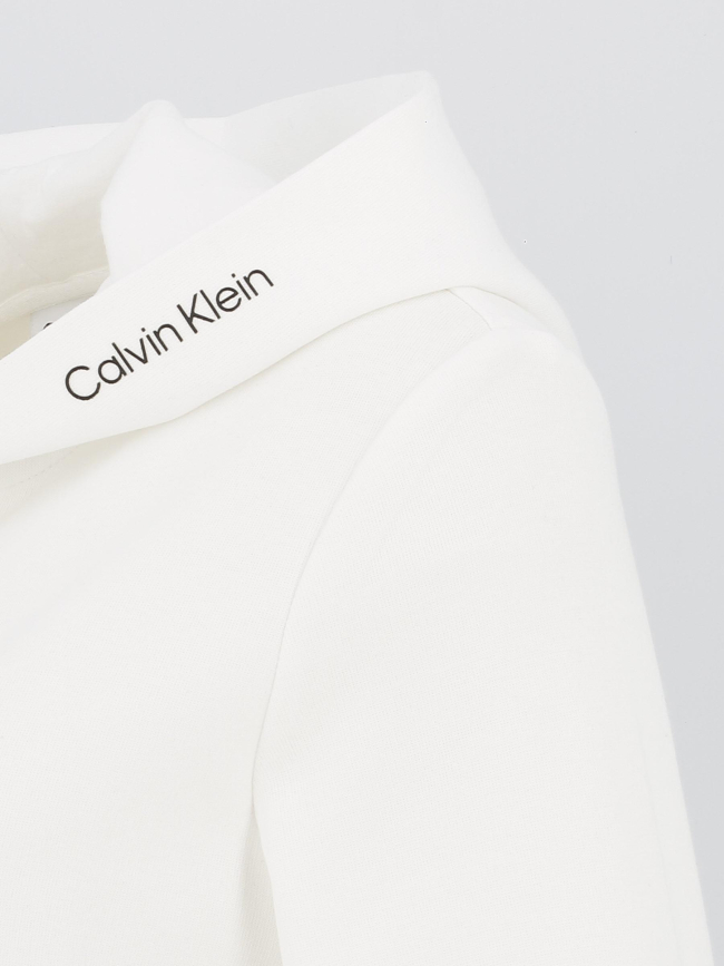 Sweat à capuche zip micro logo blanc femme - Calvin Klein