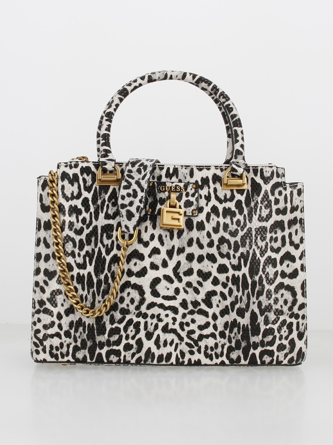Sac à main centre léopard noir femme - Guess