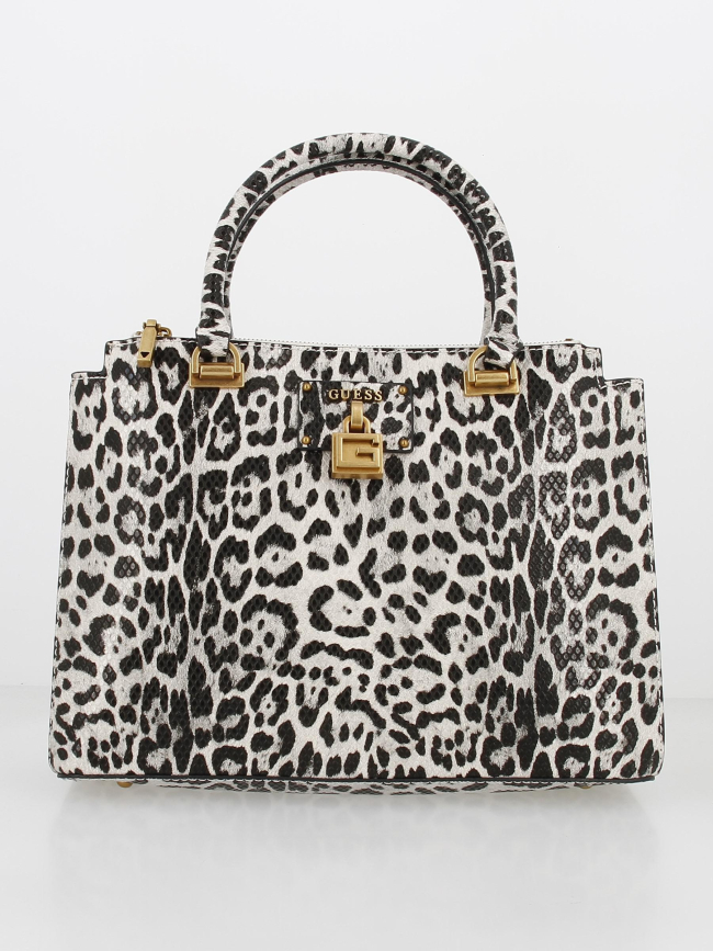 Sac à main centre léopard noir femme - Guess