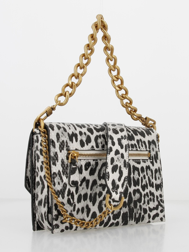 Sac bandoulière centre léopard noir femme - Guess