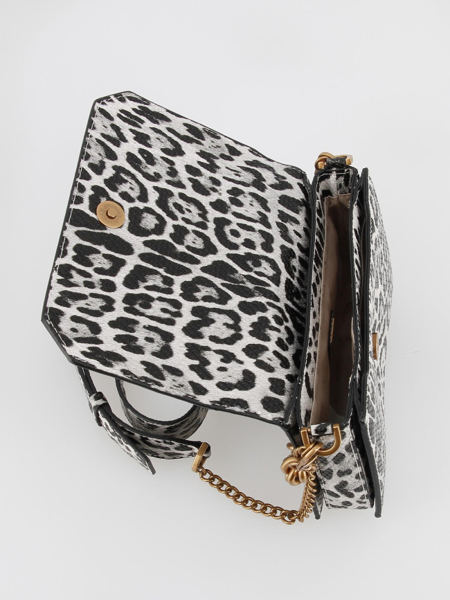 Sac bandoulière centre léopard noir femme - Guess