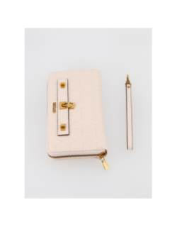 Portefeuille chéquier isidora rose femme - Guess