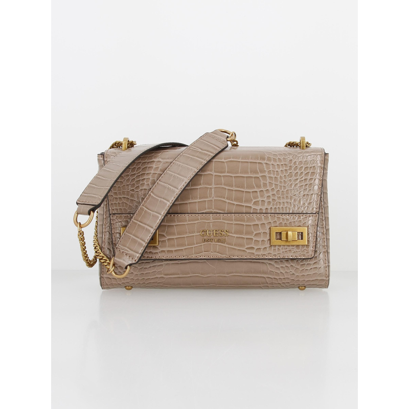 Sac bandoulière katey croco marron femme - Guess