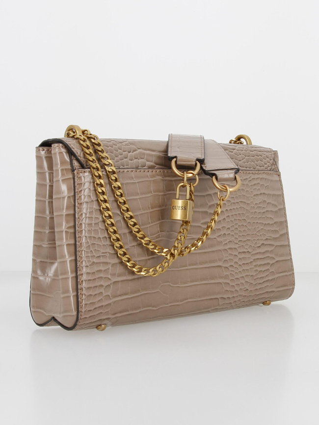 Sac bandoulière katey croco marron femme - Guess