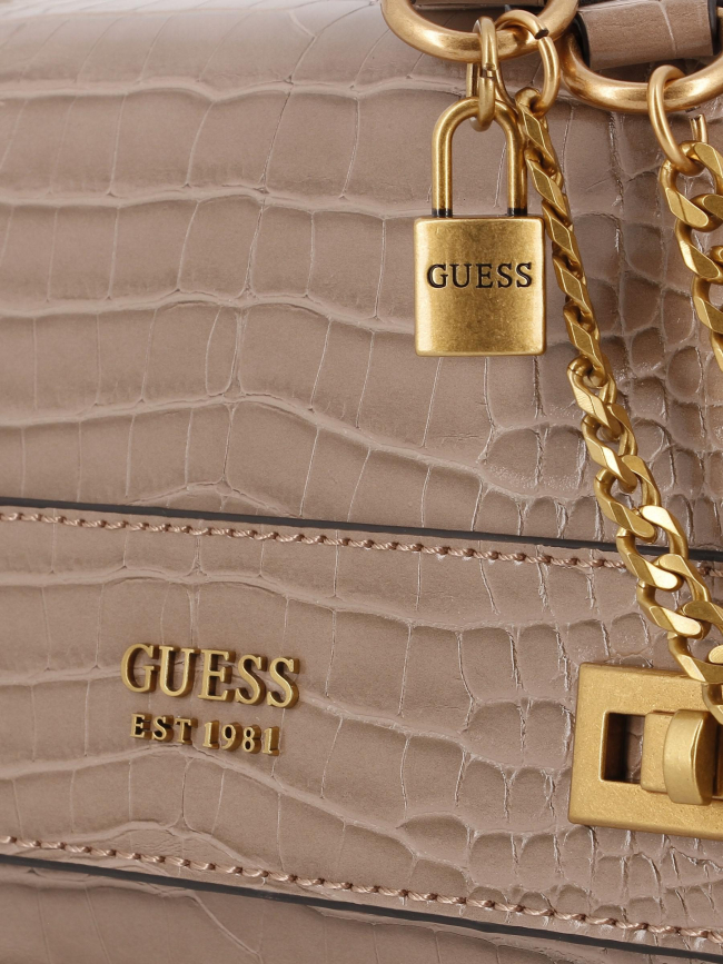 Sac bandoulière katey croco marron femme - Guess