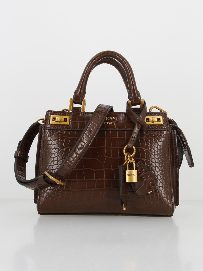 Sac à main mini katey croco marron femme - Guess