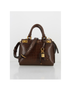 Sac à main mini katey croco marron femme - Guess