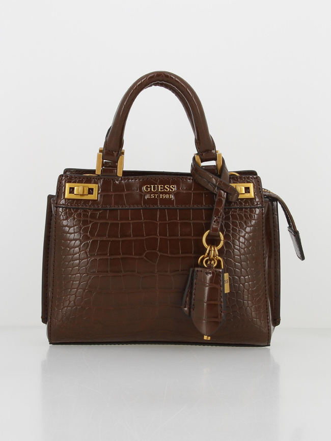 Sac à main mini katey croco marron femme - Guess