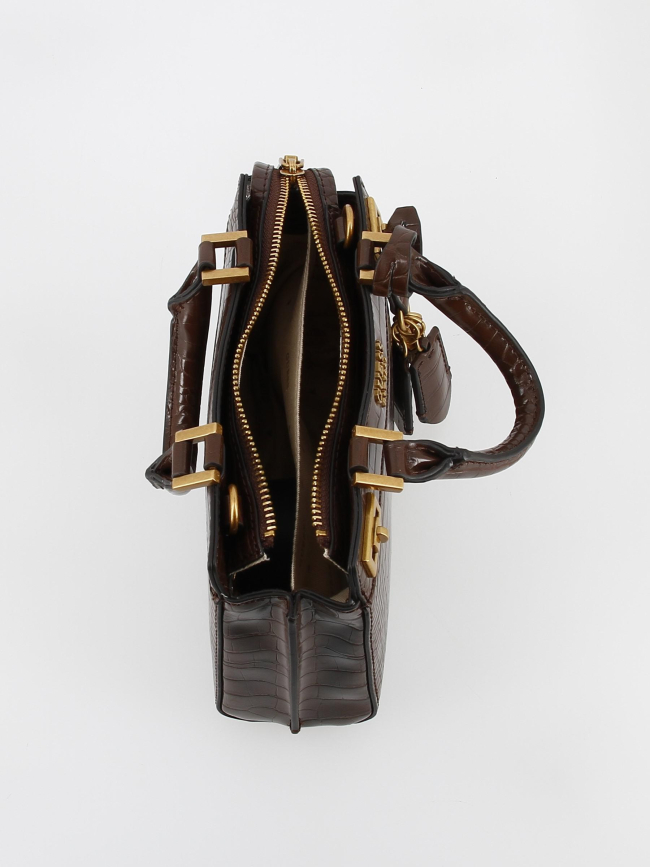 Sac à main mini katey croco marron femme - Guess