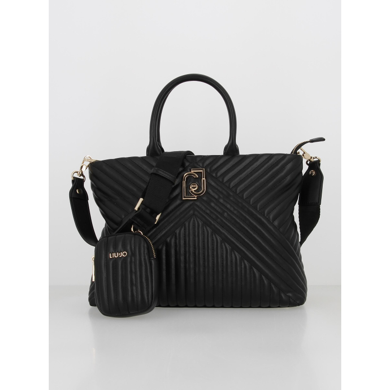 Sac à main matelassé tote noir femme - Liu Jo