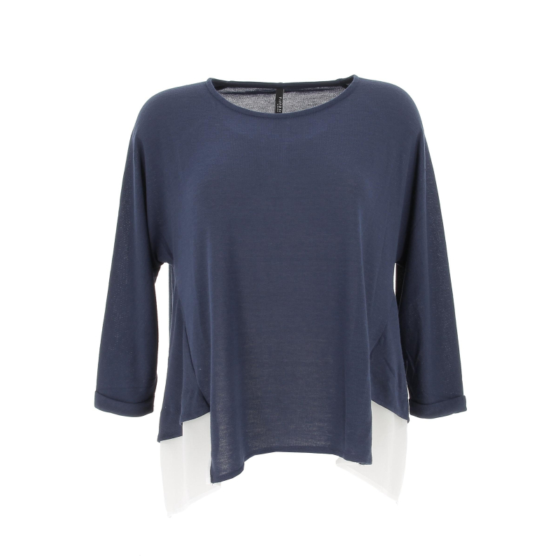 T-shirt bi-matière mirande bleu femme - Tiffosi