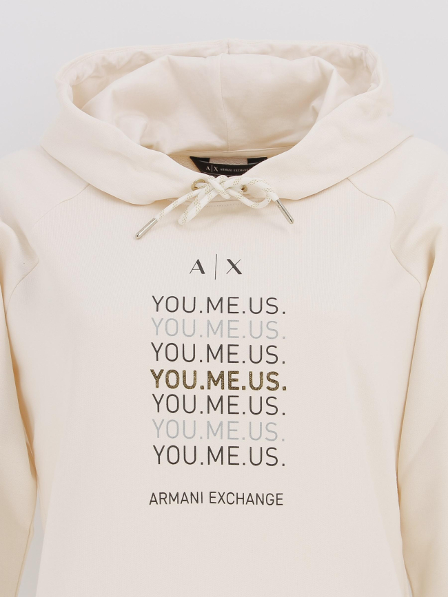 Sweat à capuche felpa blanc femme - Armani Exchange