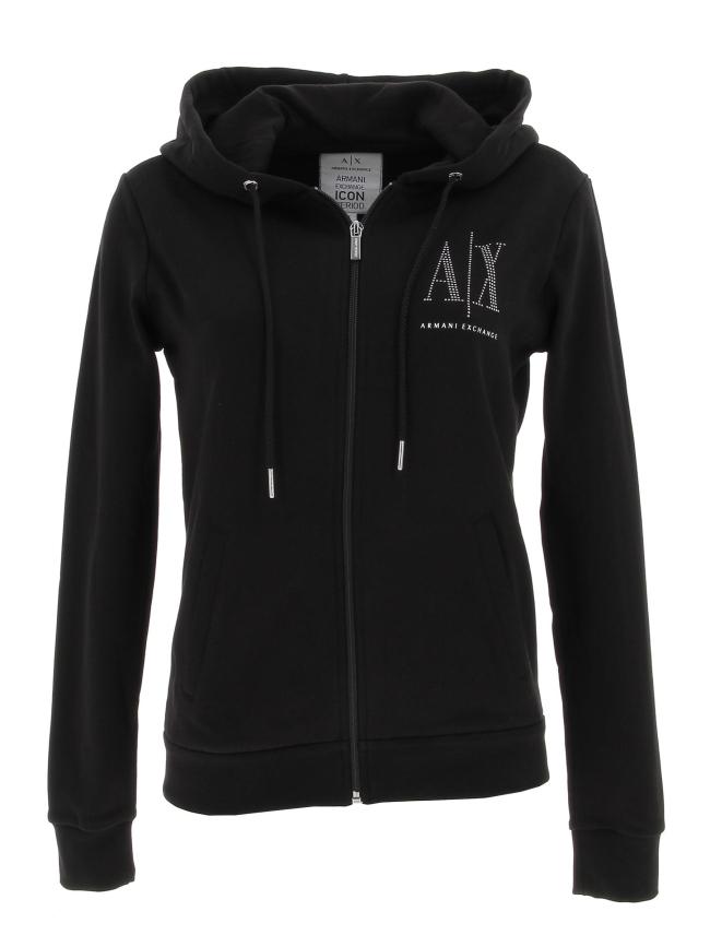 Sweat à capuche felpa noir femme - Armani Exchange