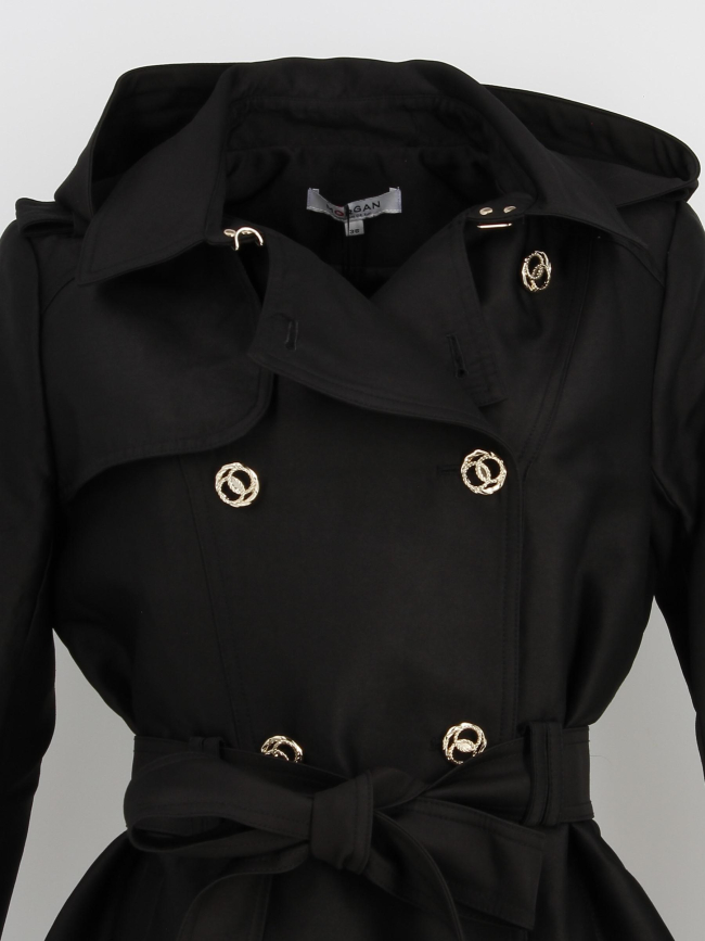 Trench à capuche amovible gedeo noir femme - Morgan
