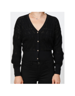 Gilet maille fine ajourée music noir femme - Morgan
