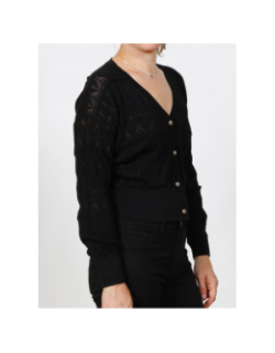 Gilet maille fine ajourée music noir femme - Morgan
