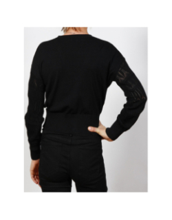 Gilet maille fine ajourée music noir femme - Morgan