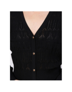 Gilet maille fine ajourée music noir femme - Morgan