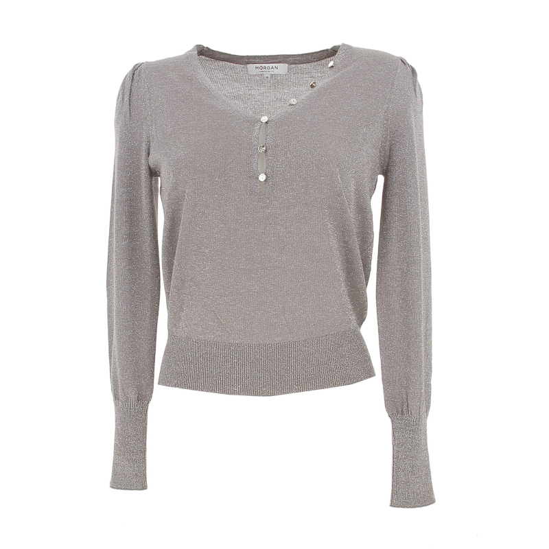 Pull métallisé margo taupe gris femme - Morgan