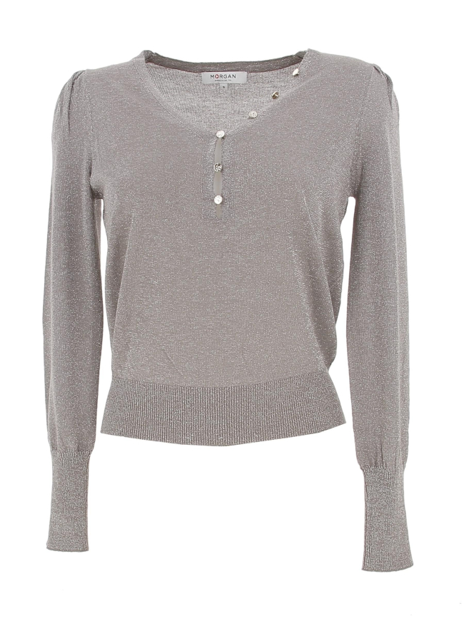 Pull métallisé margo taupe gris femme - Morgan
