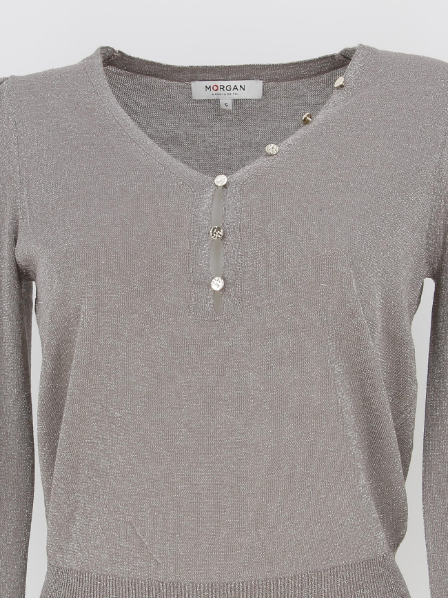 Pull métallisé margo taupe gris femme - Morgan