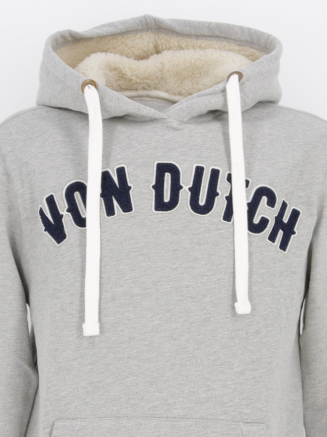 Sweat à capuche light gris homme - Von Dutch