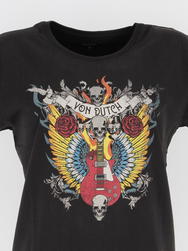 T-shirt roses noir femme - Von Dutch