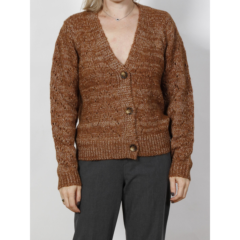 Gilet cardigan vichy marron femme - Véro Moda