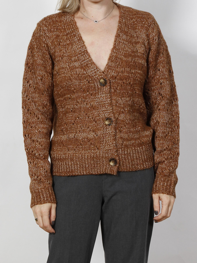 Gilet cardigan vichy marron femme - Véro Moda