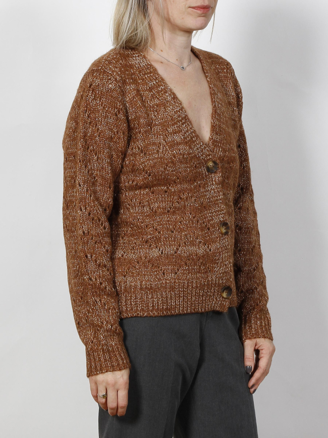 Gilet cardigan vichy marron femme - Véro Moda