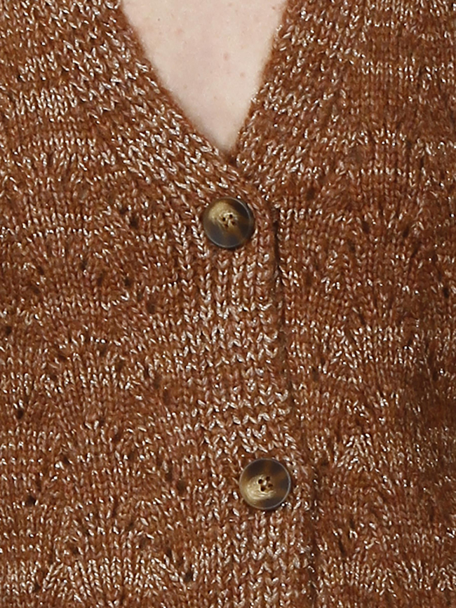 Gilet cardigan vichy marron femme - Véro Moda