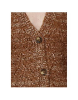 Gilet cardigan vichy marron femme - Véro Moda