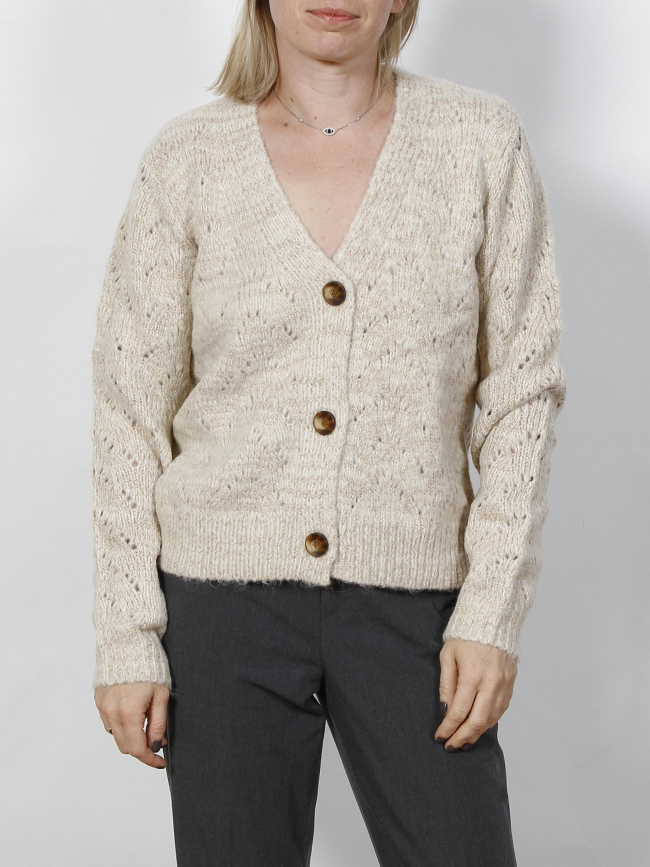 Gilet cardigan vichy beige femme - Vero Moda