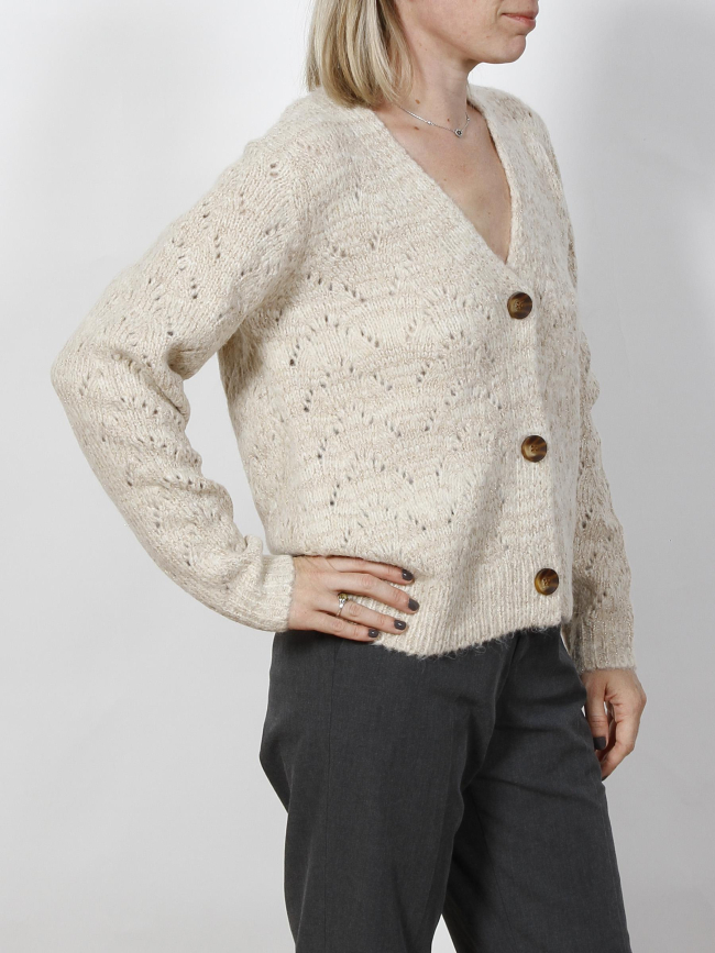 Gilet cardigan vichy beige femme - Vero Moda