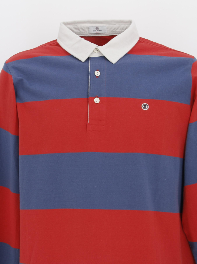 Polo jersey manche longue rayé bleu/rouge homme - Serge Blanco