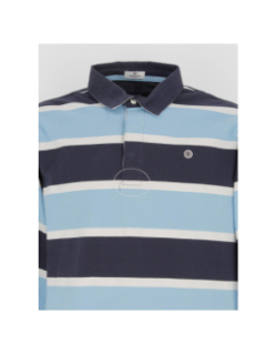 Polo jersey manche longue rayé bleu homme - Serge Blanco