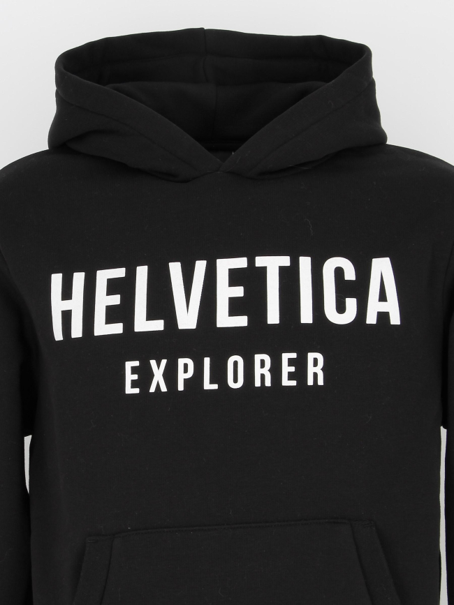 Sweat à capuche laun noir homme - Helvetica