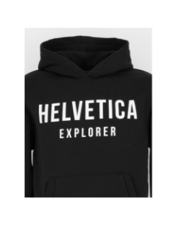 Sweat à capuche laun noir homme - Helvetica