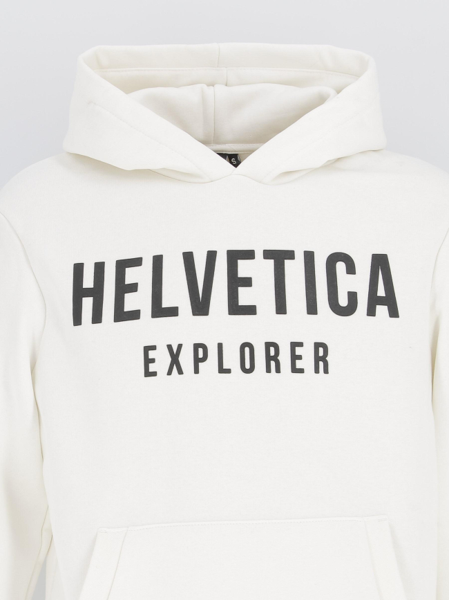 Sweat à capuche laun blanc homme - Helvetica