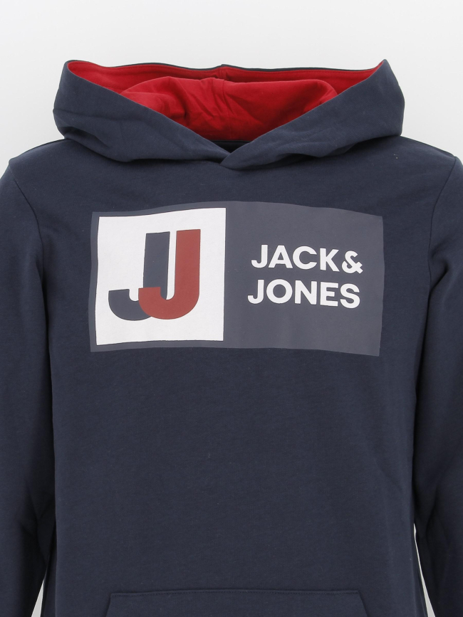 Sweat à capuche logan bleu marine garçon - Jack & Jones