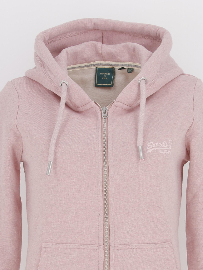 Sweat à capuche zippé vintage rose femme - Superdry