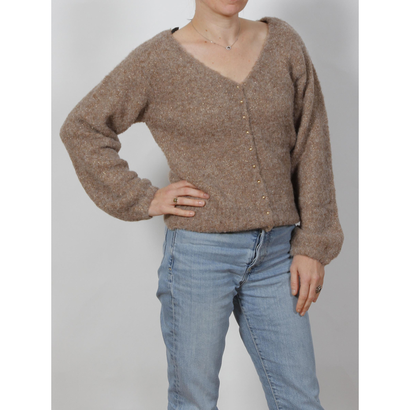Pull mania rafia marron femme - Morgan