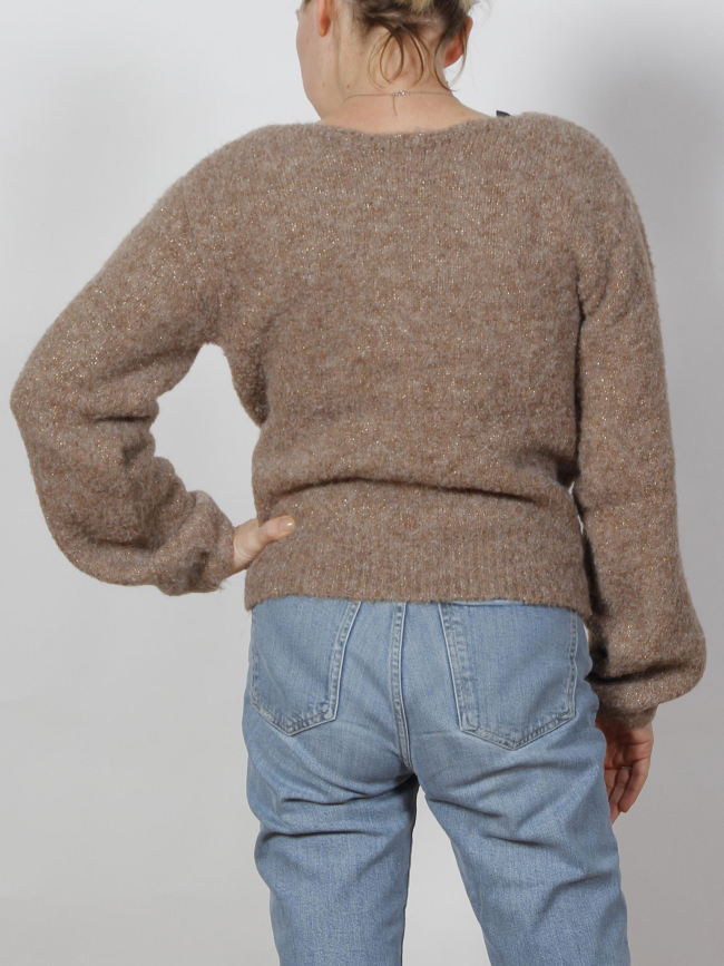 Pull mania rafia marron femme - Morgan