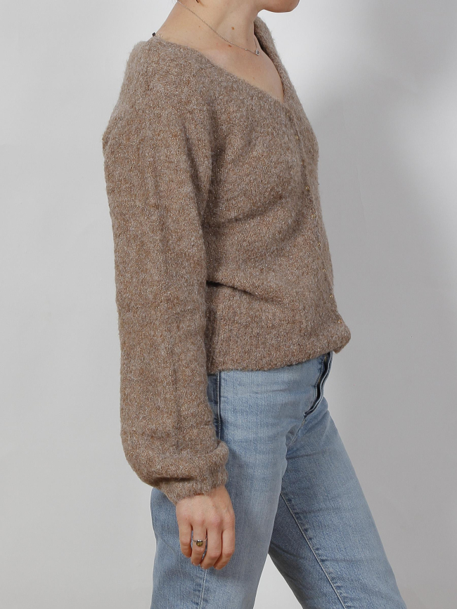 Pull mania rafia marron femme - Morgan
