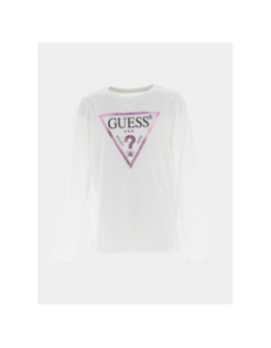 T-shirt manches longues logo blanc fille - Guess