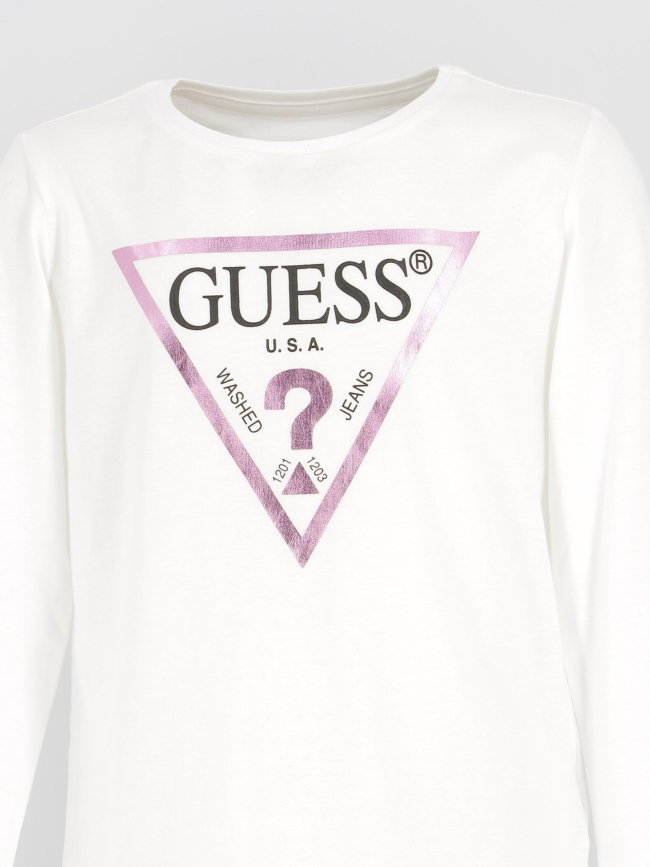 T-shirt manches longues logo blanc fille - Guess