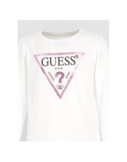 T-shirt manches longues logo blanc fille - Guess