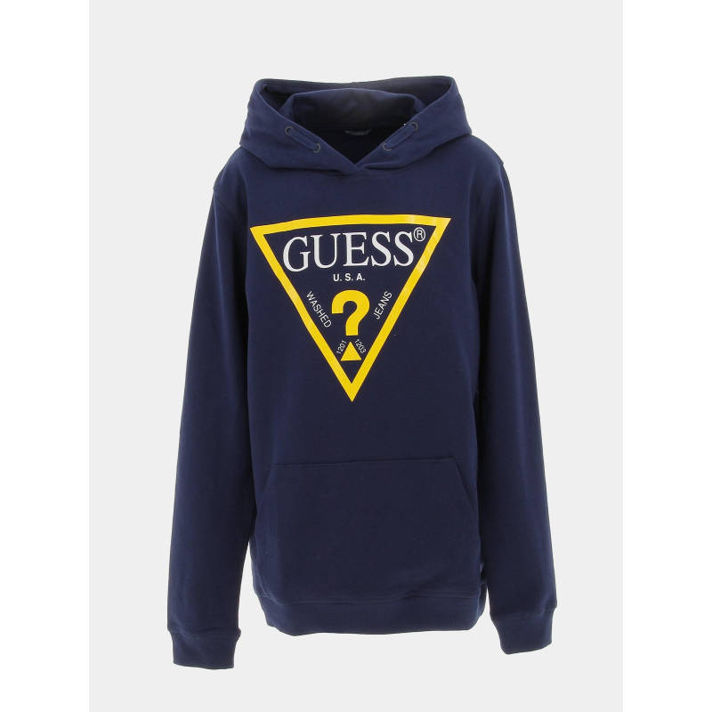 Sweat à capuche core line bleu marine enfant - Guess