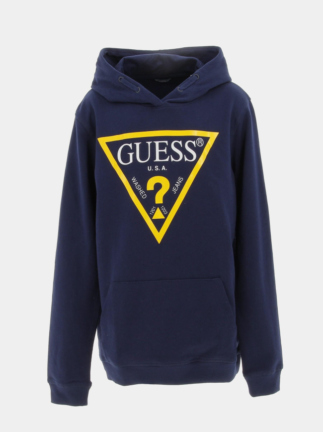 Sweat à capuche core line bleu marine enfant - Guess